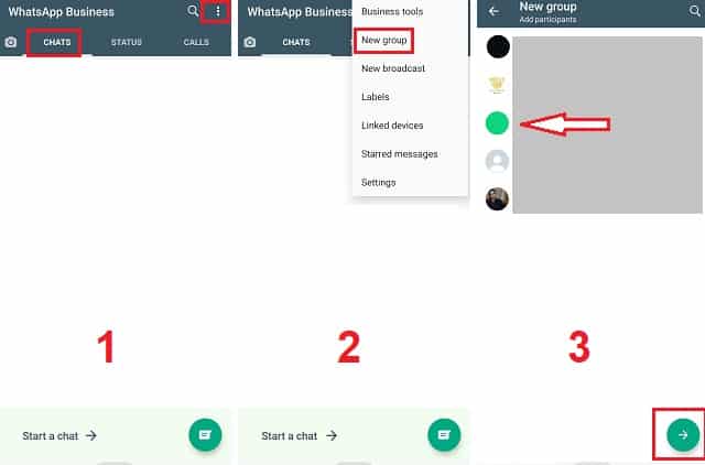 مراحل ساخت گروه واتساپ بیزینس