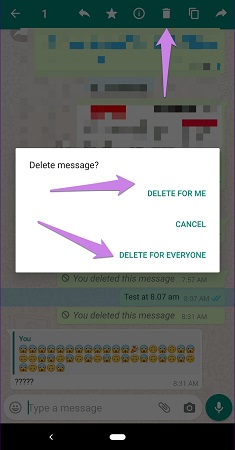حذف دو طرفه پیام در whatsapp