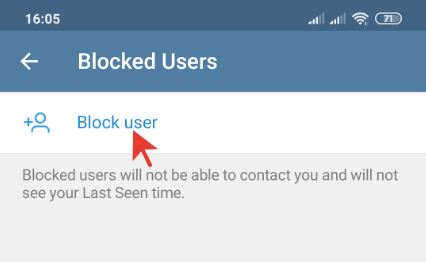گزینه Blocked Users را مطابق تصویر انتخاب کنید.