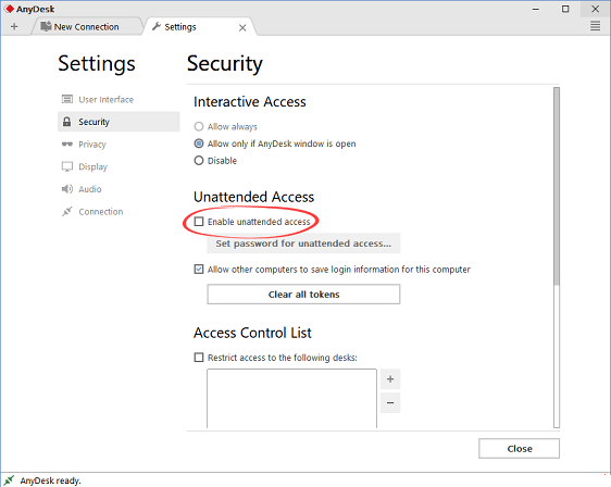 برای گذاشتن رمز، تیک گزینه Enable unattended access را بزنید.