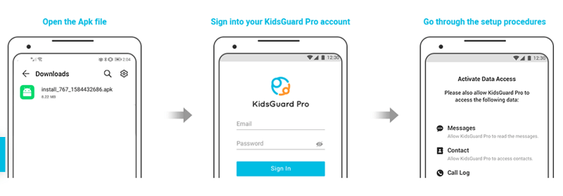 مراحل اجرا و استفاده از KidsGuard Pro